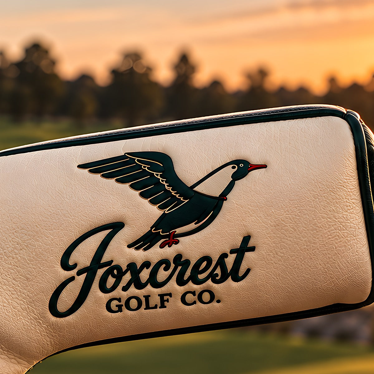 Foxcrest leather blade putter cover – embroidery detail
