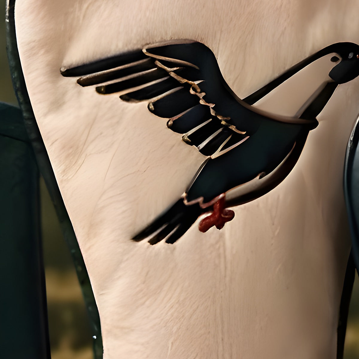 The Driver cream leather golf headcover with duck embroidery – embroidery detail