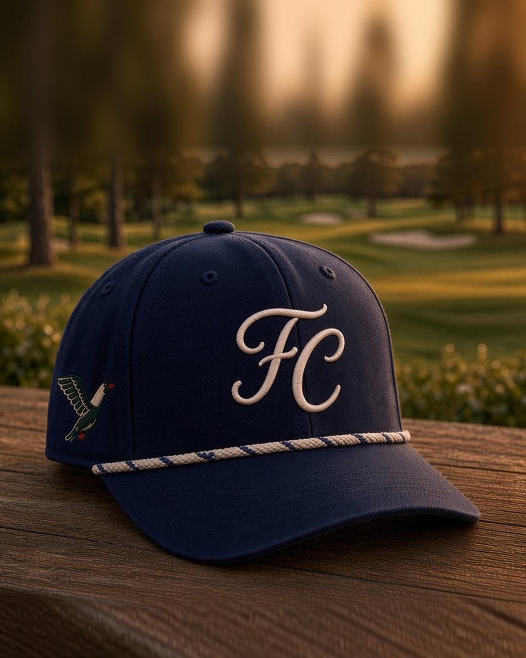 The Clubhouse navy rope hat with FC monogram