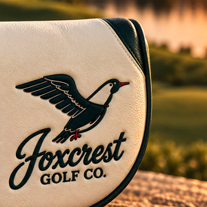 Foxcrest leather mallet putter cover – embroidery detail