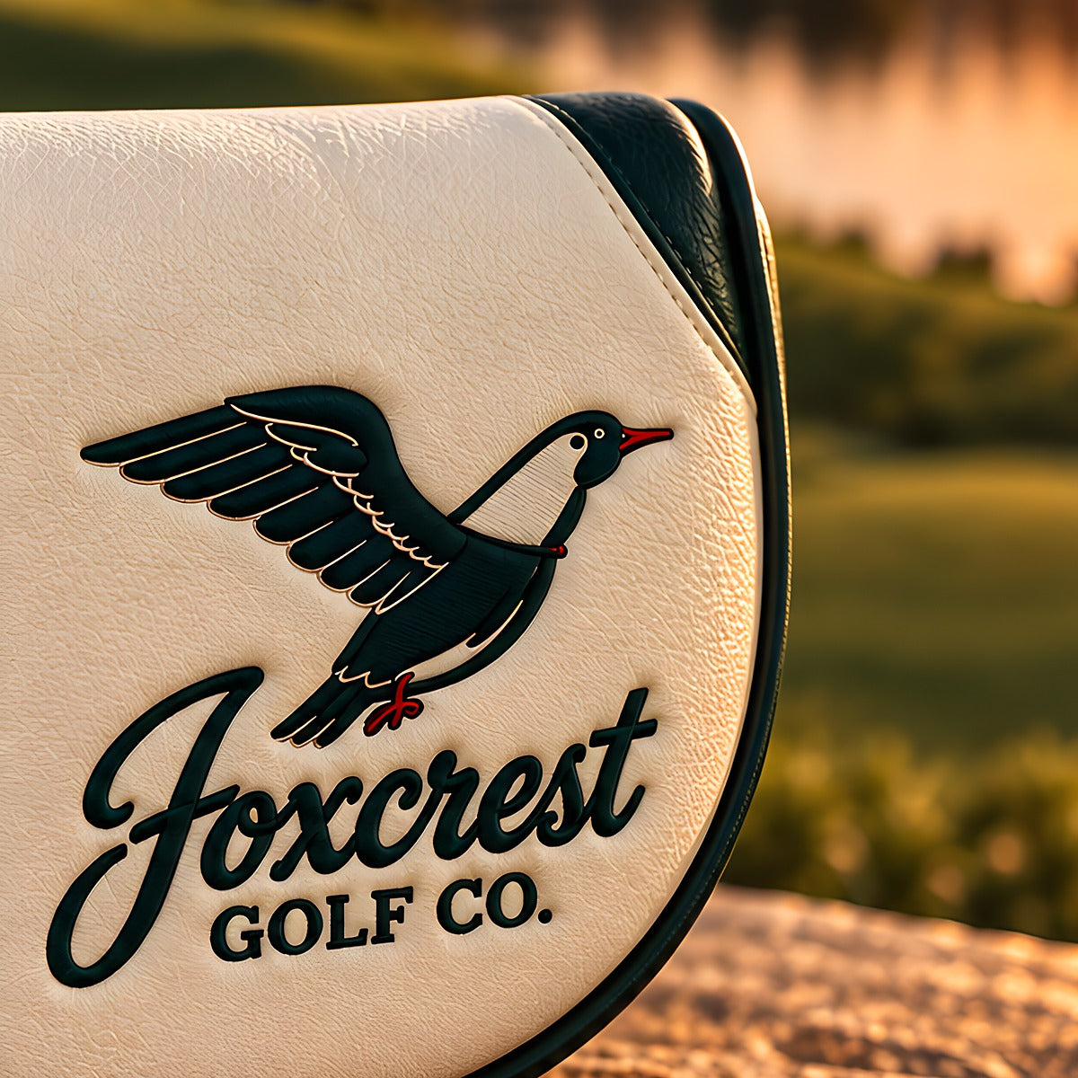 Foxcrest leather mallet putter cover – embroidery detail