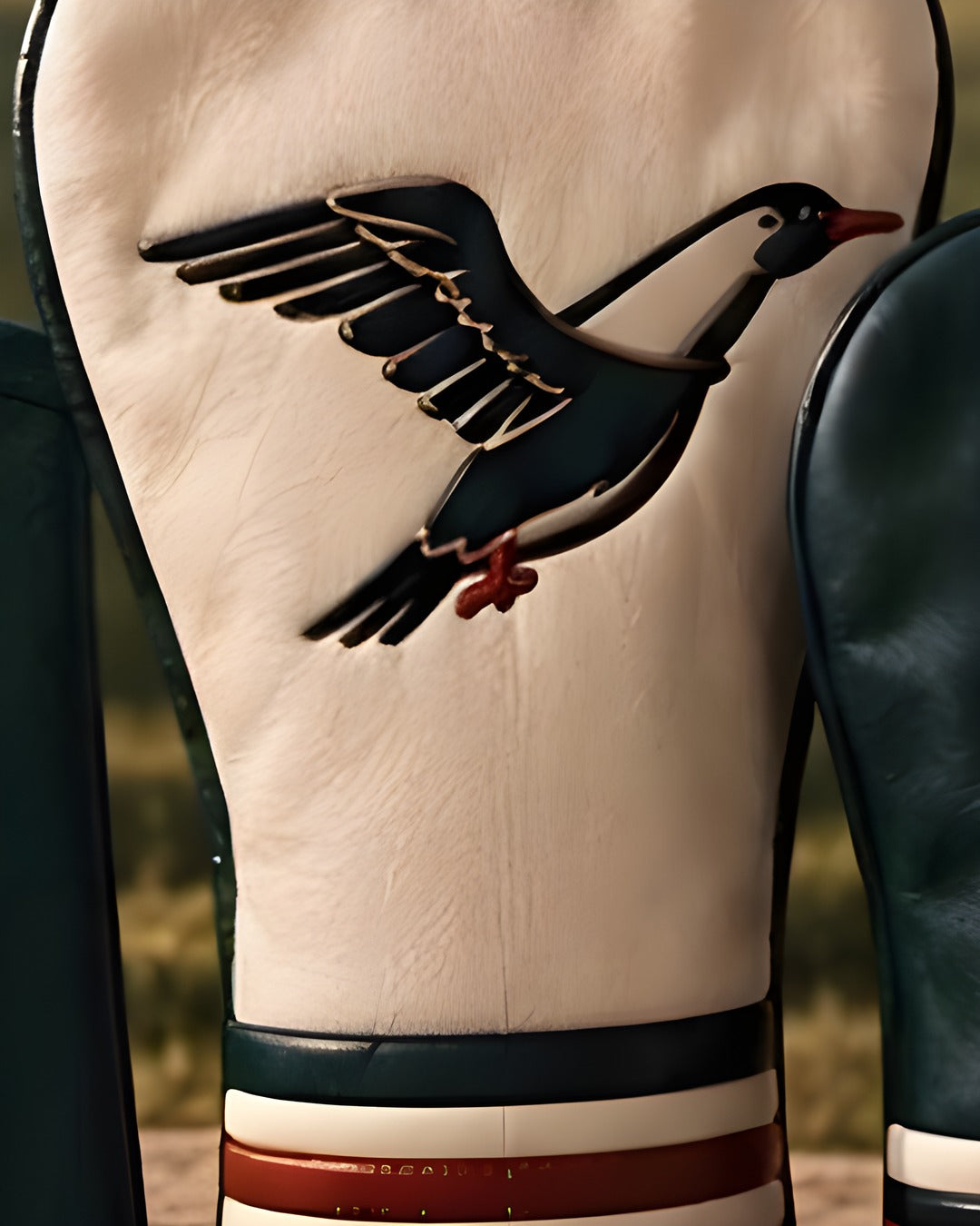 The Driver cream leather golf headcover with duck embroidery