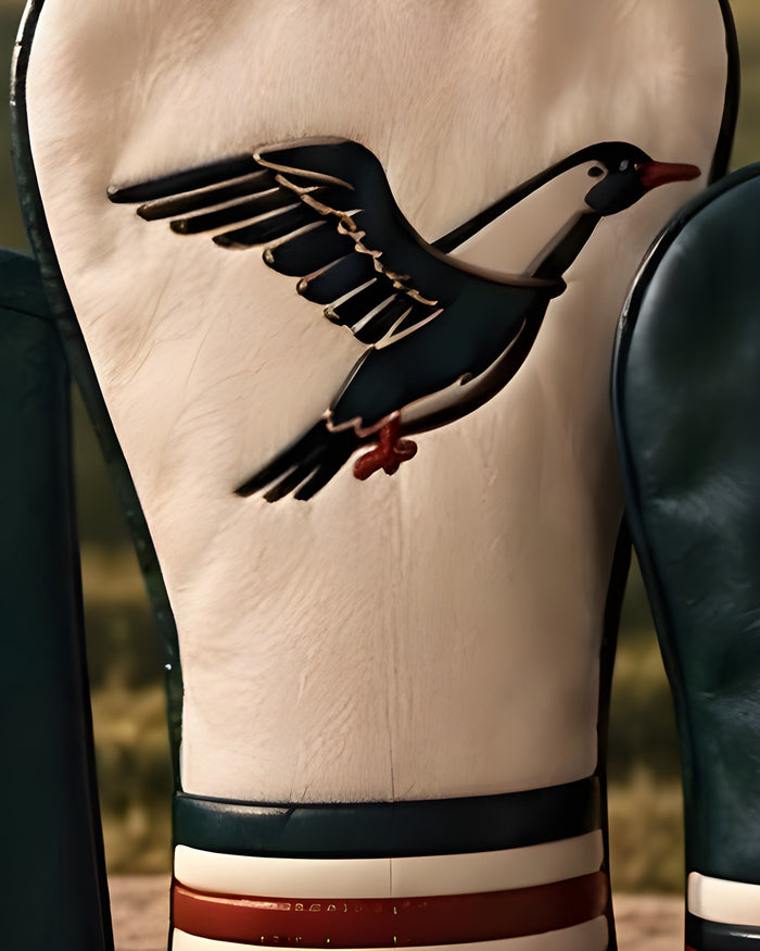 The Driver cream leather golf headcover with duck embroidery