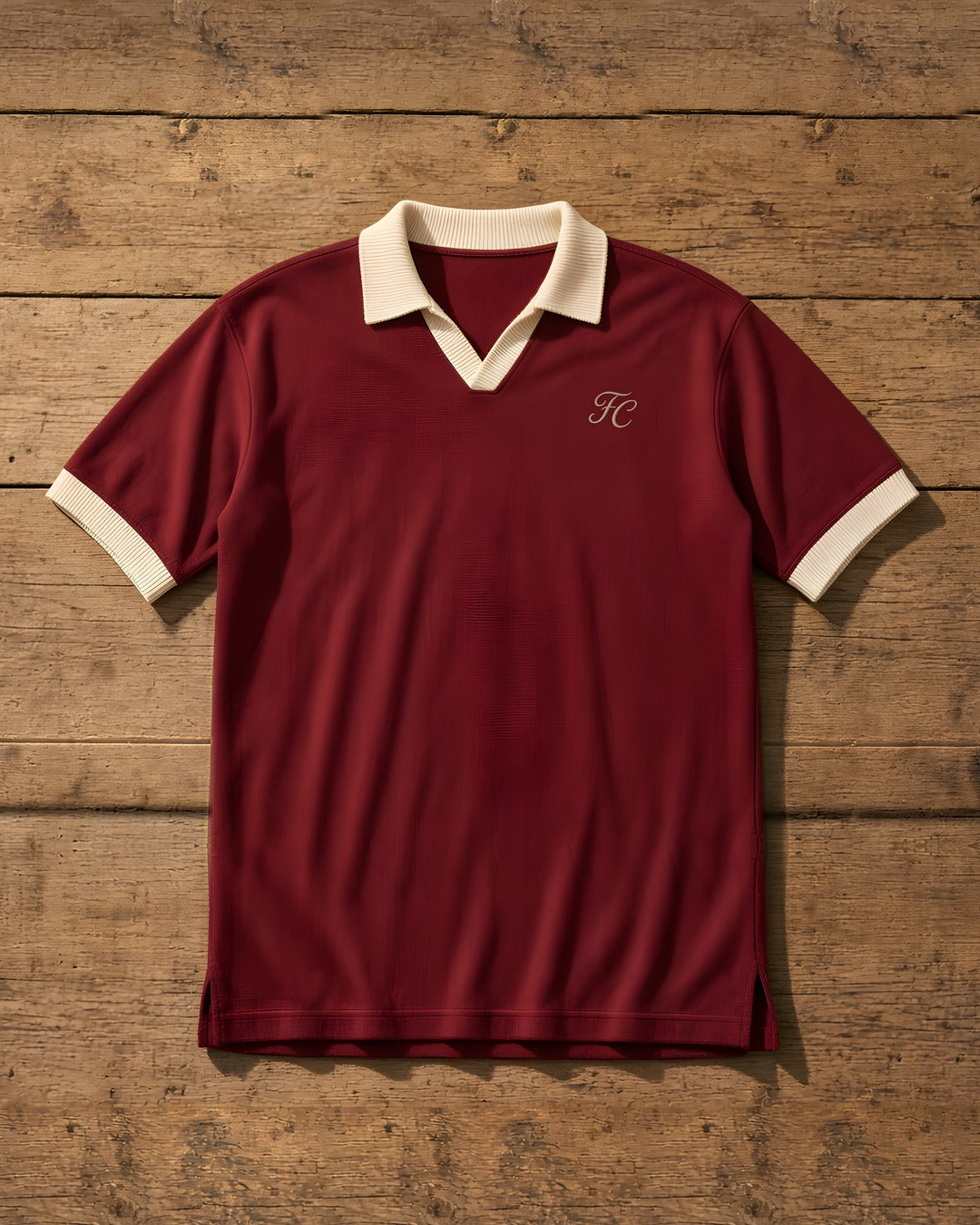 The Johnny oxblood golf polo with FC monogram