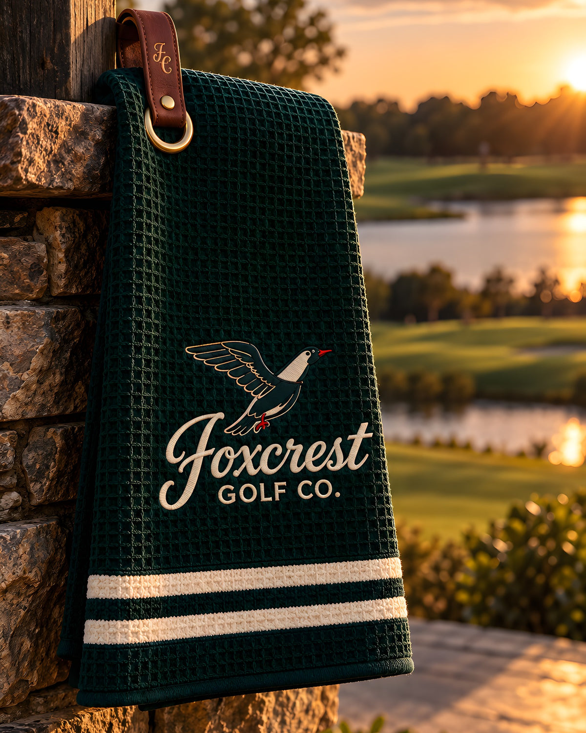 Foxcrest waffle golf towel